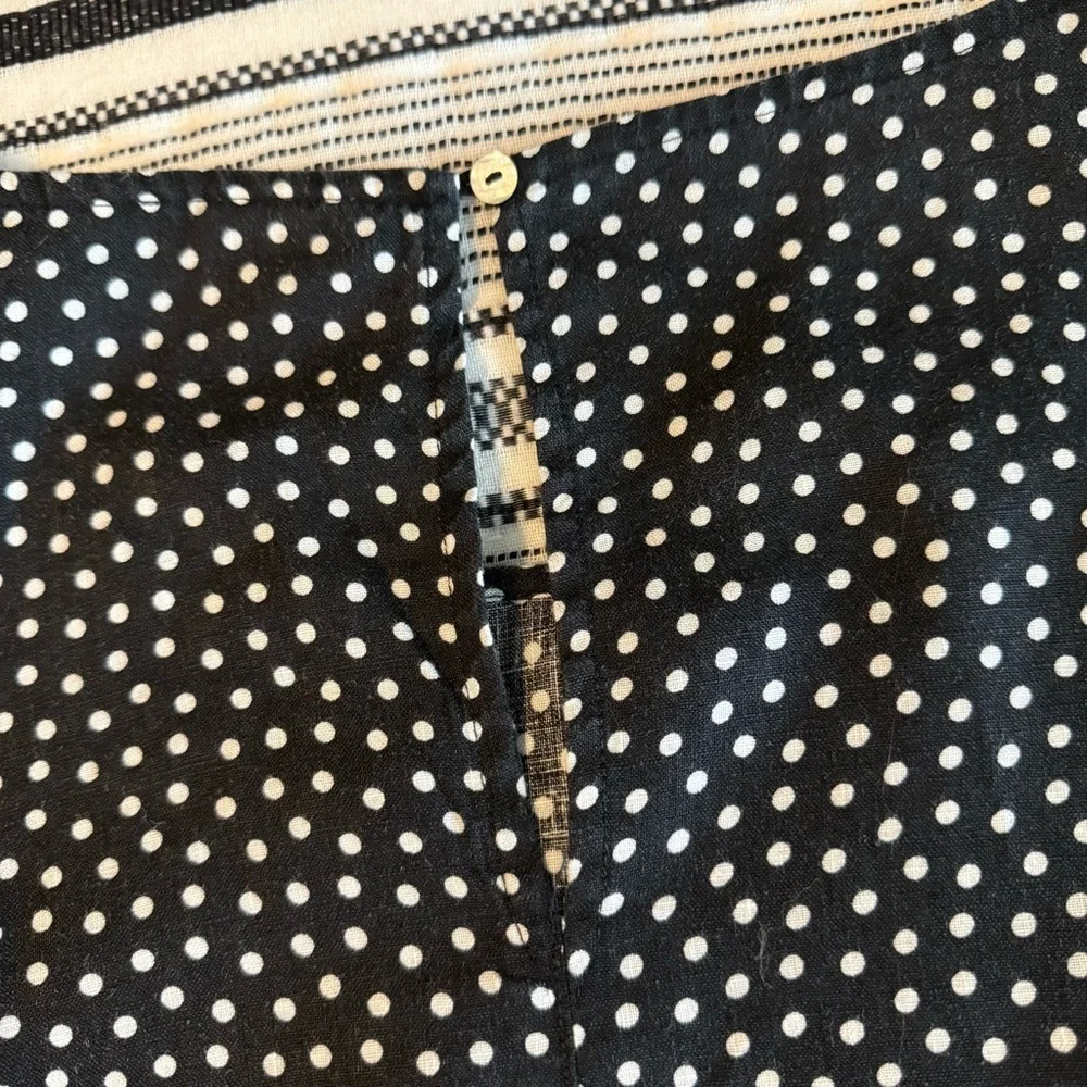Nicole Miller Black and White Women Dress A Line Polka Dot XL Linen